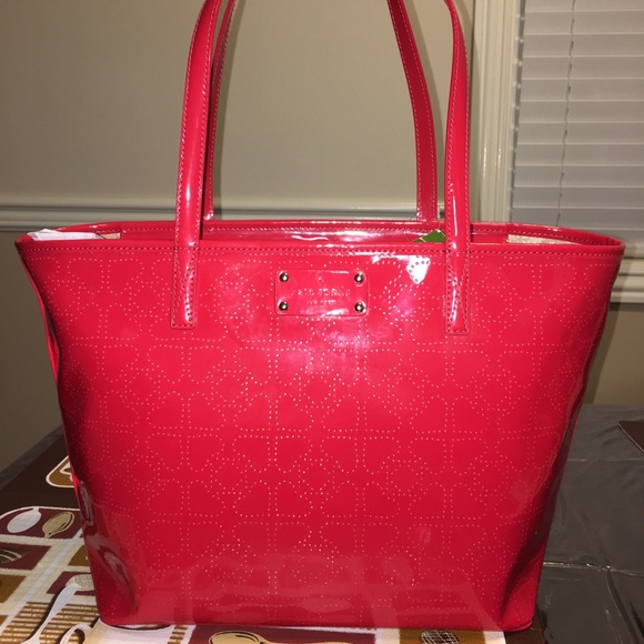 kate spade red patent leather tote